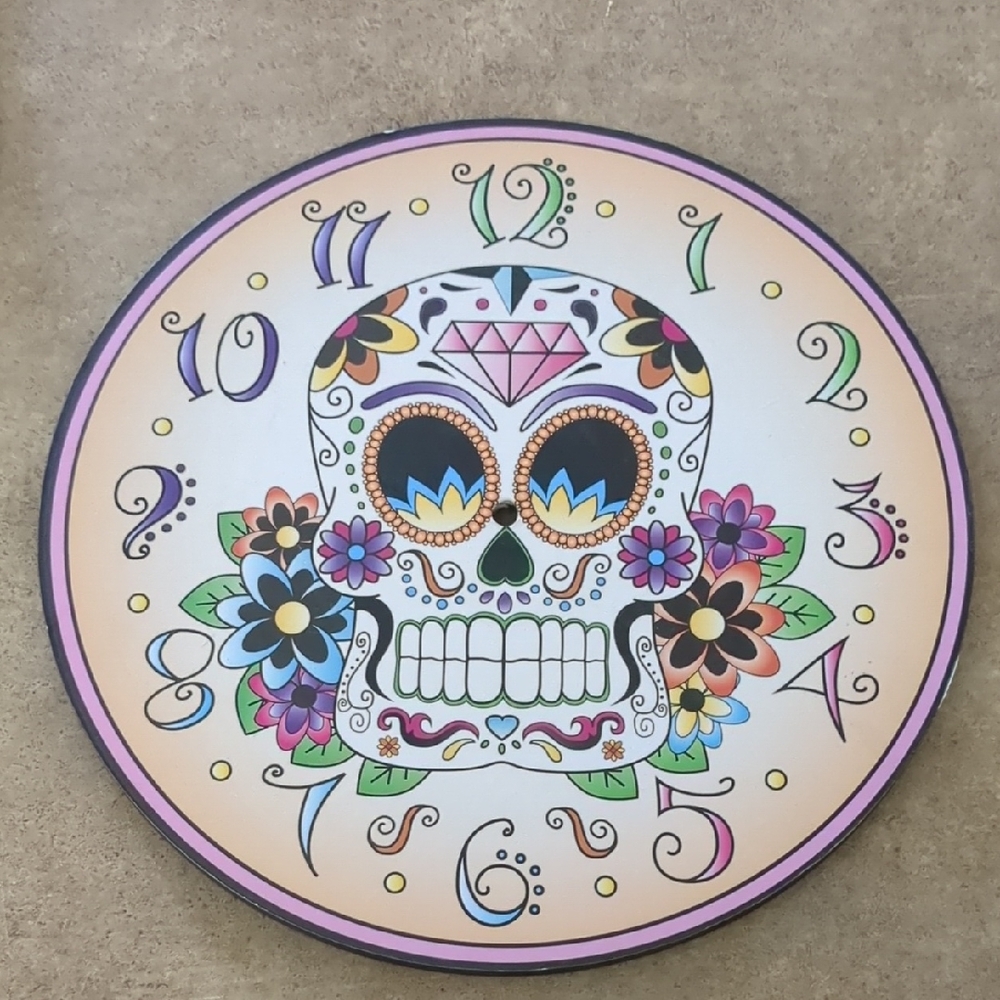 Colorful Skull Wall Clock